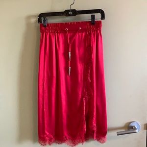 The Kooples red silk skirt